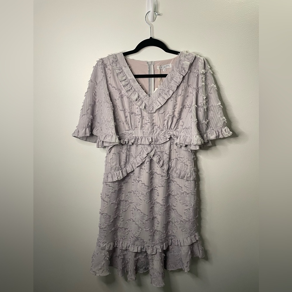 NWT Ivy City Co Iris Purple Ruffle Dress Floral Modest Cottagecore Girly Fairy